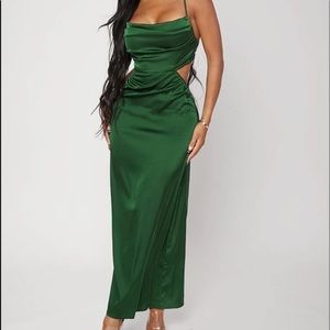 Cut Out Crisscross Backless Satin Dress